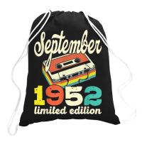 70th Birthday September 1952 Retro Cassette Limited Edition Drawstring Bags | Artistshot