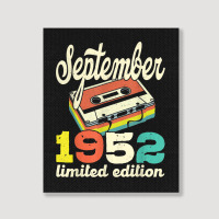 70th Birthday September 1952 Retro Cassette Limited Edition Portrait Canvas Print | Artistshot