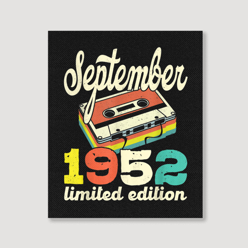 70th Birthday September 1952 Retro Cassette Limited Edition Portrait Canvas Print | Artistshot