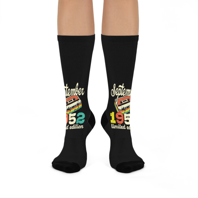 70th Birthday September 1952 Retro Cassette Limited Edition Crew Socks | Artistshot