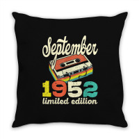 70th Birthday September 1952 Retro Cassette Limited Edition Throw Pillow | Artistshot