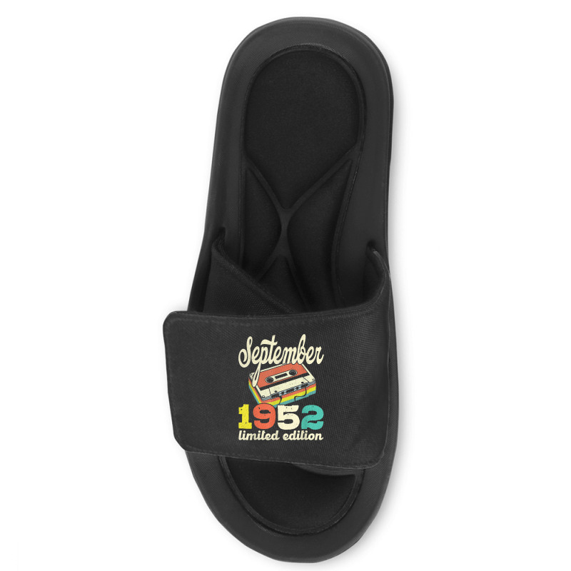 70th Birthday September 1952 Retro Cassette Limited Edition Slide Sandal | Artistshot