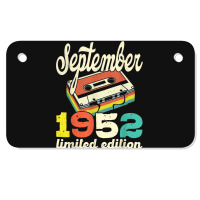 70th Birthday September 1952 Retro Cassette Limited Edition Motorcycle License Plate | Artistshot