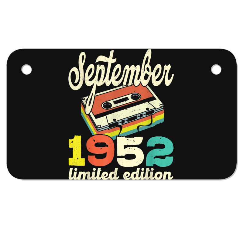 70th Birthday September 1952 Retro Cassette Limited Edition Motorcycle License Plate | Artistshot