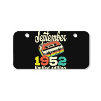 70th Birthday September 1952 Retro Cassette Limited Edition Bicycle License Plate | Artistshot