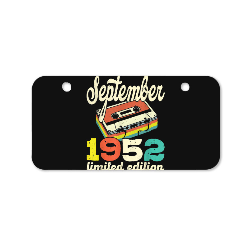 70th Birthday September 1952 Retro Cassette Limited Edition Bicycle License Plate | Artistshot