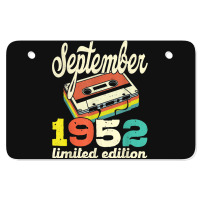 70th Birthday September 1952 Retro Cassette Limited Edition Atv License Plate | Artistshot