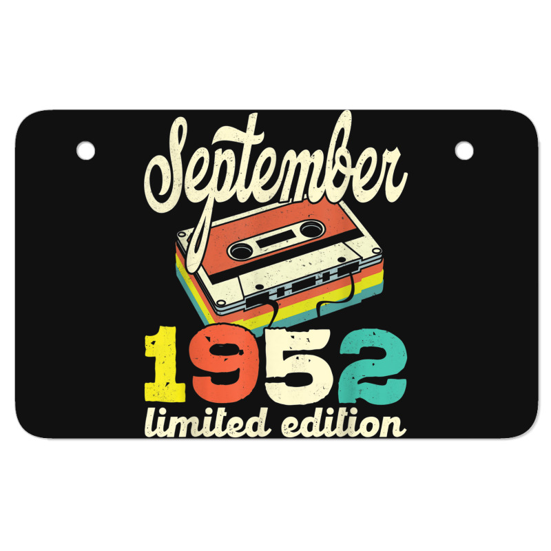 70th Birthday September 1952 Retro Cassette Limited Edition Atv License Plate | Artistshot