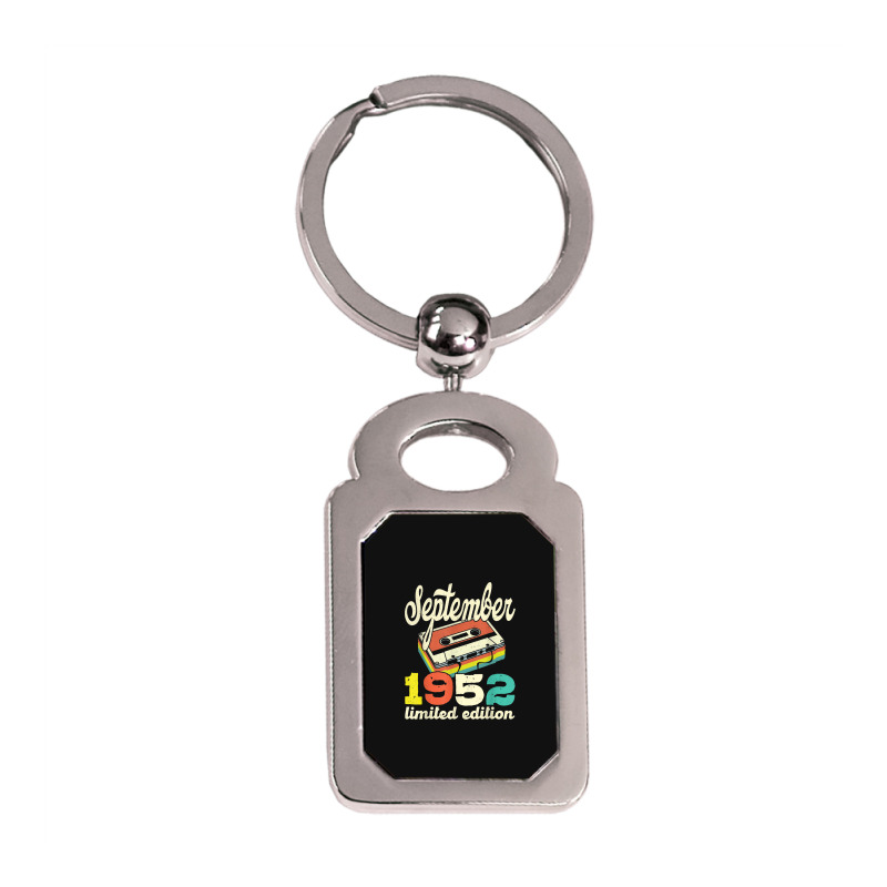 70th Birthday September 1952 Retro Cassette Limited Edition Silver Rectangle Keychain | Artistshot