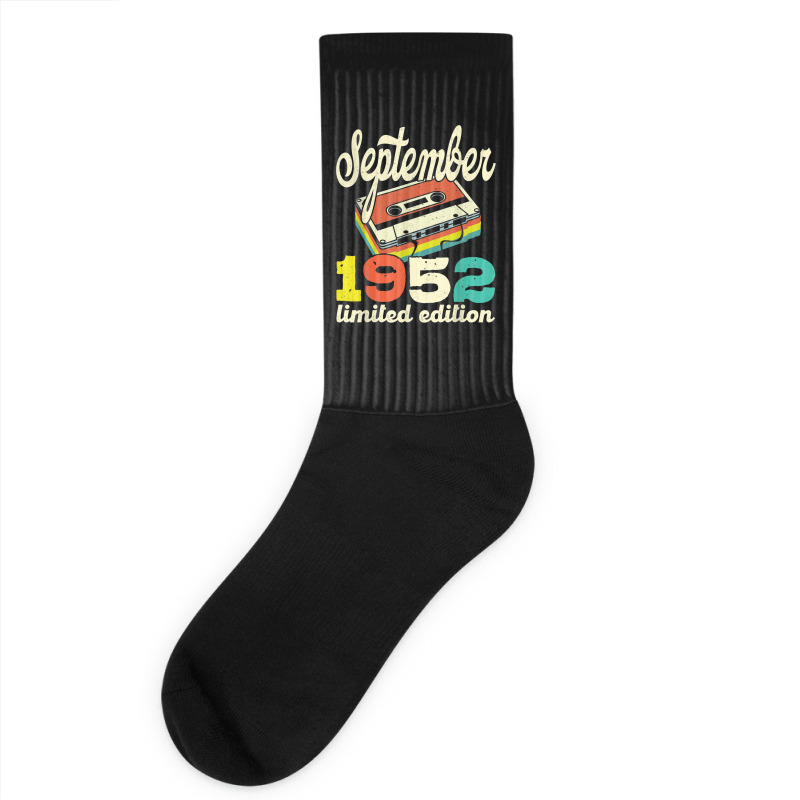 70th Birthday September 1952 Retro Cassette Limited Edition Socks | Artistshot