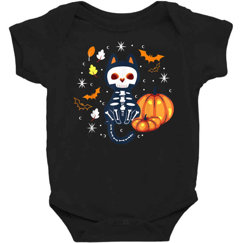 Scary Vampire Bat Skeleton Cat Pumpkin Halloween Baby Bodysuit by Complete | Artistshot