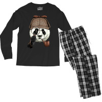 Detective Giant Panda Spy Investigator Wildlife Bear Lover Men's Long Sleeve Pajama Set | Artistshot