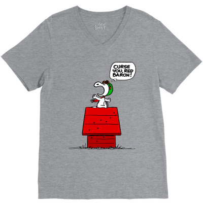 Snoopy: Curse You Red Baron! V-neck Tee Designed By Pop Cultured