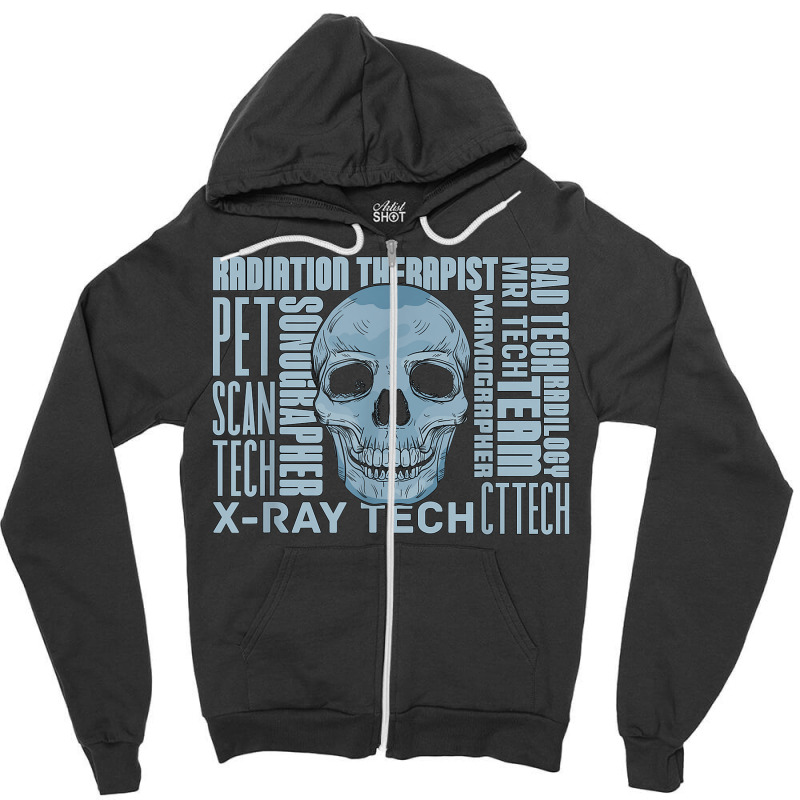 X Ray Tech Skull Skulls Technologist Radiology Technician Zipper Hoodie by Bewitch | Artistshot