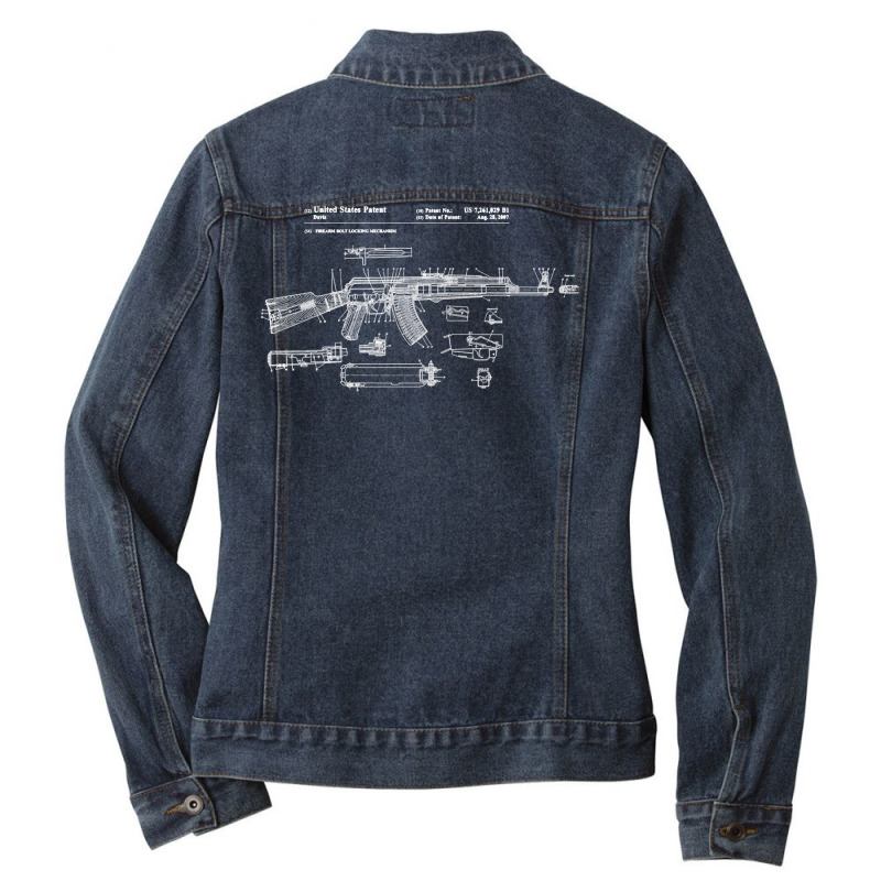 Soviet Kalashnikov Ak 47 Vintage Ussr Russian Rifle Gun Cccp Pullover Ladies Denim Jacket by cm-arts | Artistshot