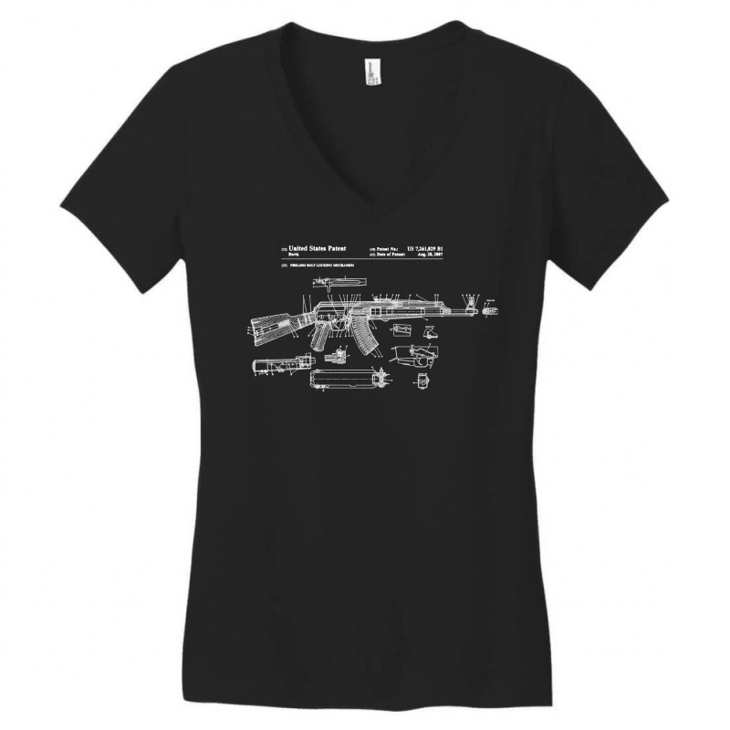 Soviet Kalashnikov Ak 47 Vintage Ussr Russian Rifle Gun Cccp Pullover Women's V-Neck T-Shirt by cm-arts | Artistshot