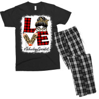 Technology Specialist Love Messy Bun Leopard Back To School Men's T-shirt Pajama Set | Artistshot