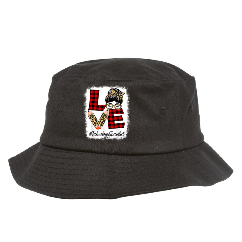 Technology Specialist Love Messy Bun Leopard Back To School Bucket Hat by Amenity | Artistshot