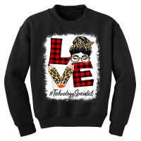 Technology Specialist Love Messy Bun Leopard Back To School Youth Sweatshirt | Artistshot