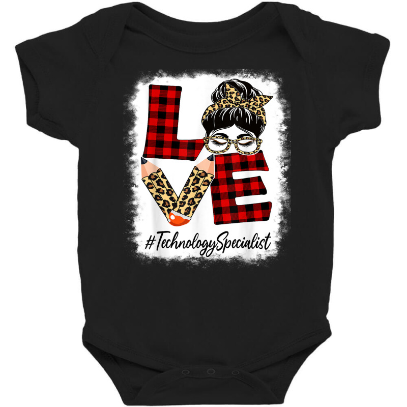 Technology Specialist Love Messy Bun Leopard Back To School Baby Bodysuit by Amenity | Artistshot