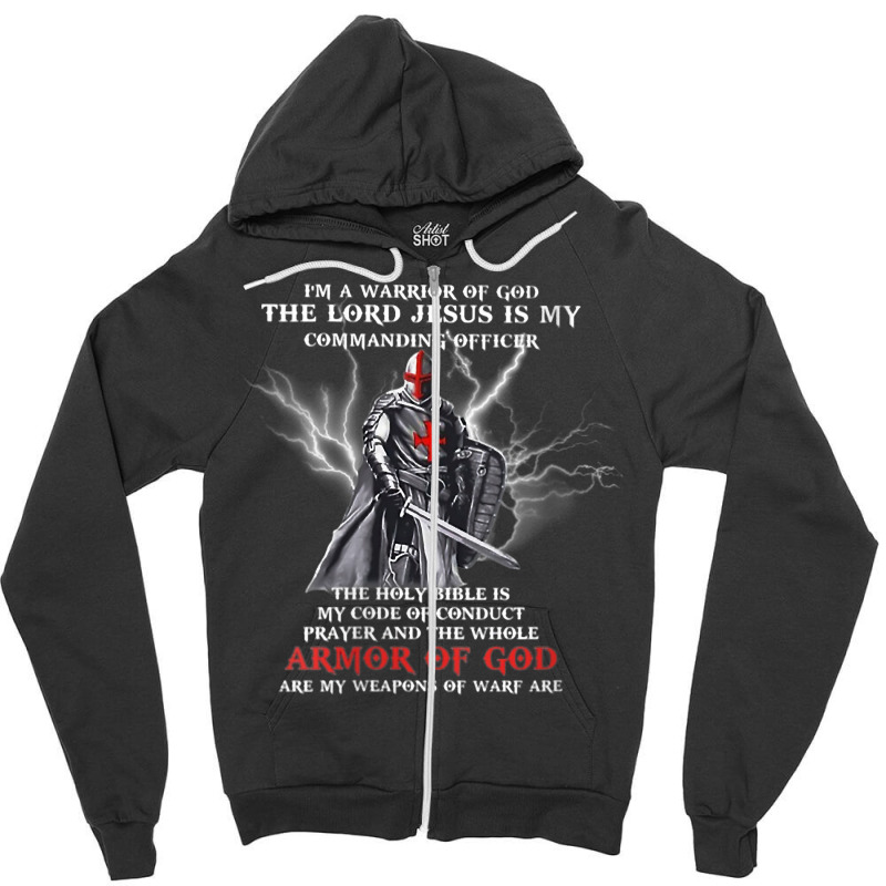 Womens I'm A Warrior Of God The Lord Jesus Is My Commanding Officer V Zipper Hoodie | Artistshot