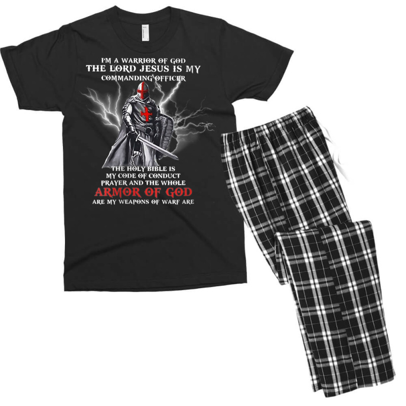 Womens I'm A Warrior Of God The Lord Jesus Is My Commanding Officer V Men's T-shirt Pajama Set | Artistshot