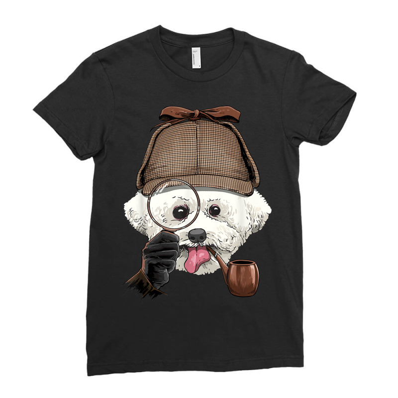 Detective Bichon Frise Spy Investigator Puppy Pet Dog Lover Ladies Fitted T-Shirt by Fashaza | Artistshot