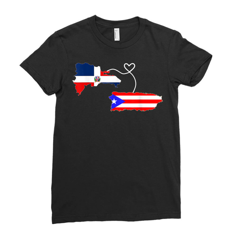 Half Puerto Rican Half Dominican Flag Map Combined Pr Rd Ladies Fitted T-Shirt by Deluxe | Artistshot