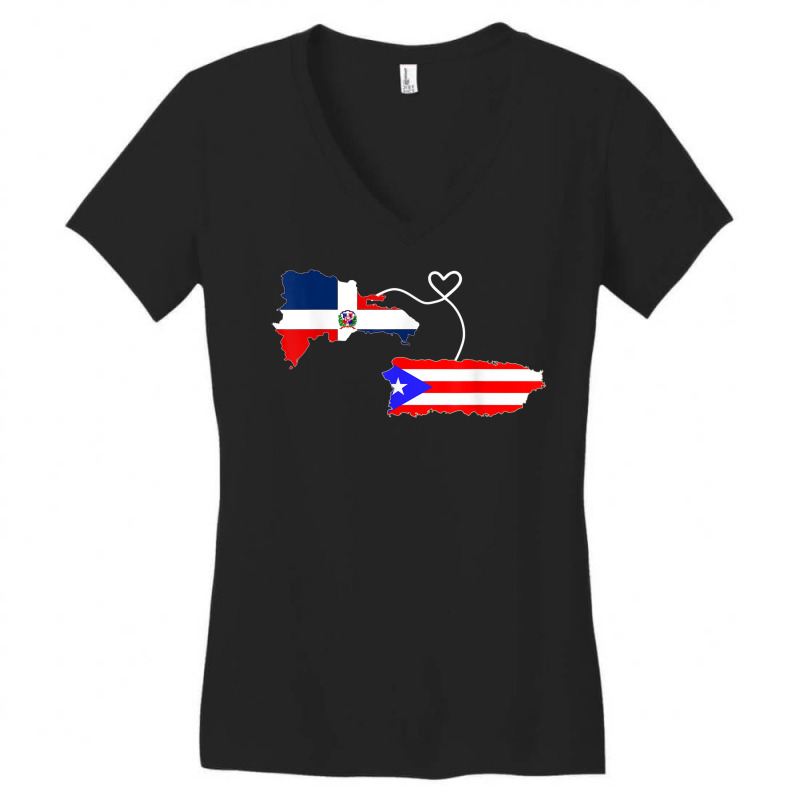 Half Puerto Rican Half Dominican Flag Map Combined Pr Rd Women's V-Neck T-Shirt by Deluxe | Artistshot