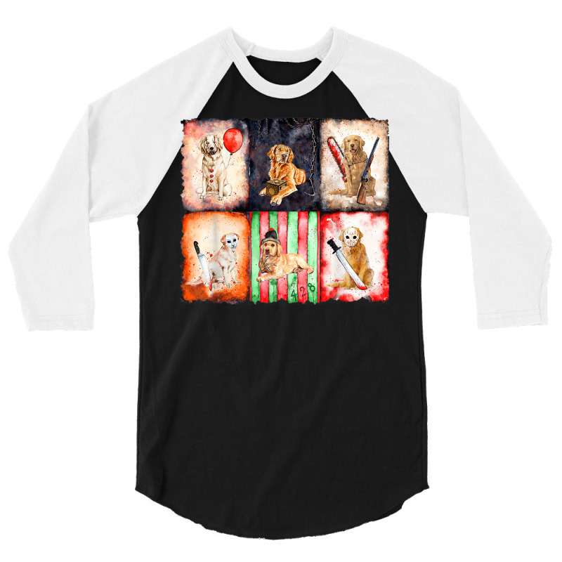 Ads Golden Retriever Horror Halloween Horror Movie Character 3/4 Sleeve Shirt | Artistshot