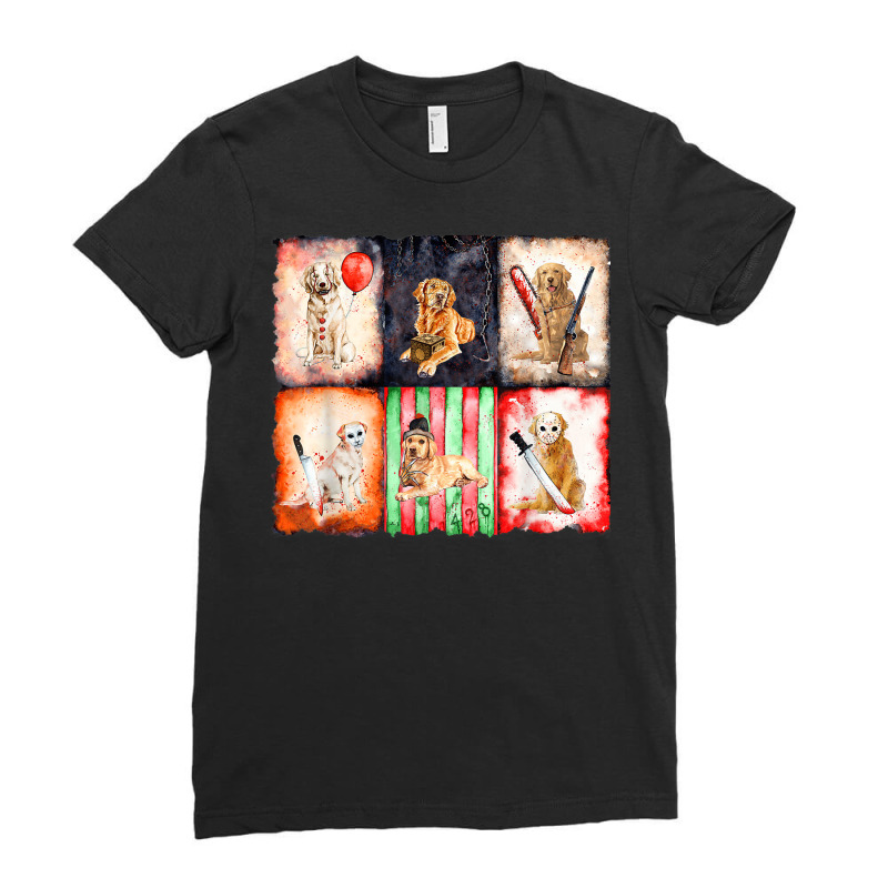 Ads Golden Retriever Horror Halloween Horror Movie Character Ladies Fitted T-shirt | Artistshot