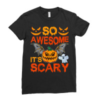 Spooky Pumpkin Vampire Bat So Awesome It's Scary Halloween Ladies Fitted T-shirt | Artistshot