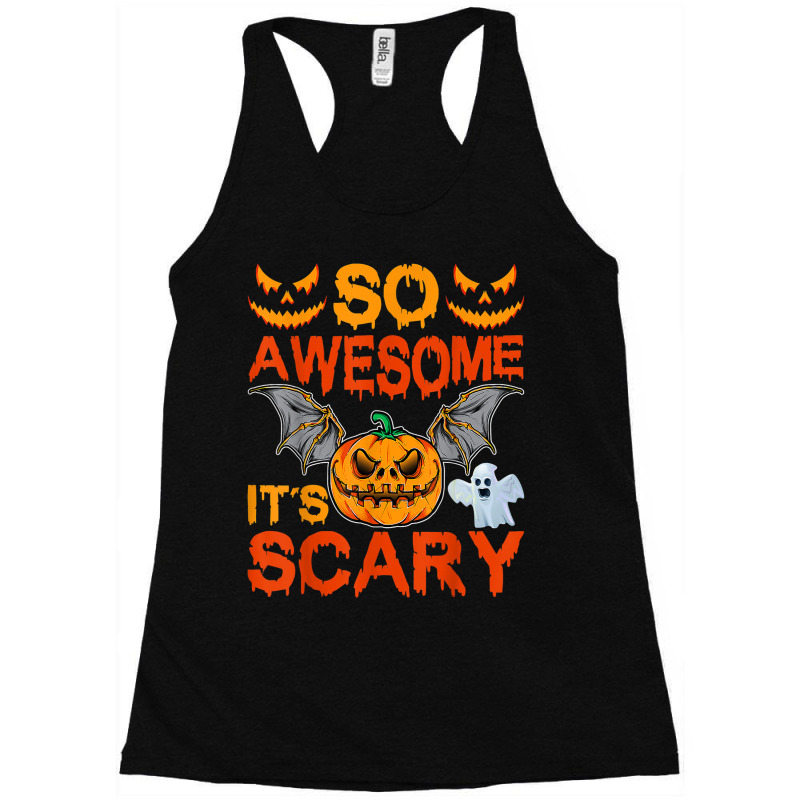 Spooky Pumpkin Vampire Bat So Awesome It's Scary Halloween Racerback Tank by Amenity | Artistshot