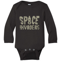 Space Invaders Pixel Text, Gaming Long Sleeve Baby Bodysuit | Artistshot