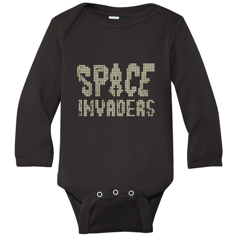 Space Invaders Pixel Text, Gaming Long Sleeve Baby Bodysuit by tanahlampang | Artistshot