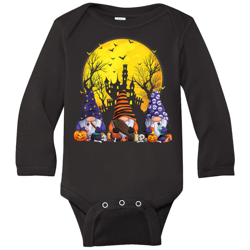 Three Gnomes Happy Halloween Fall Corn Candy Pumpkin Men Long Sleeve Baby Bodysuit by Complete | Artistshot