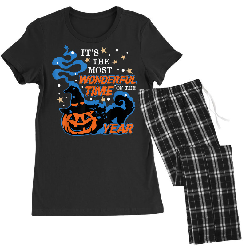 Black Cat Halloween It's The Most Wonderful Time Of The Year Women's Pajamas Set by Carnations | Artistshot