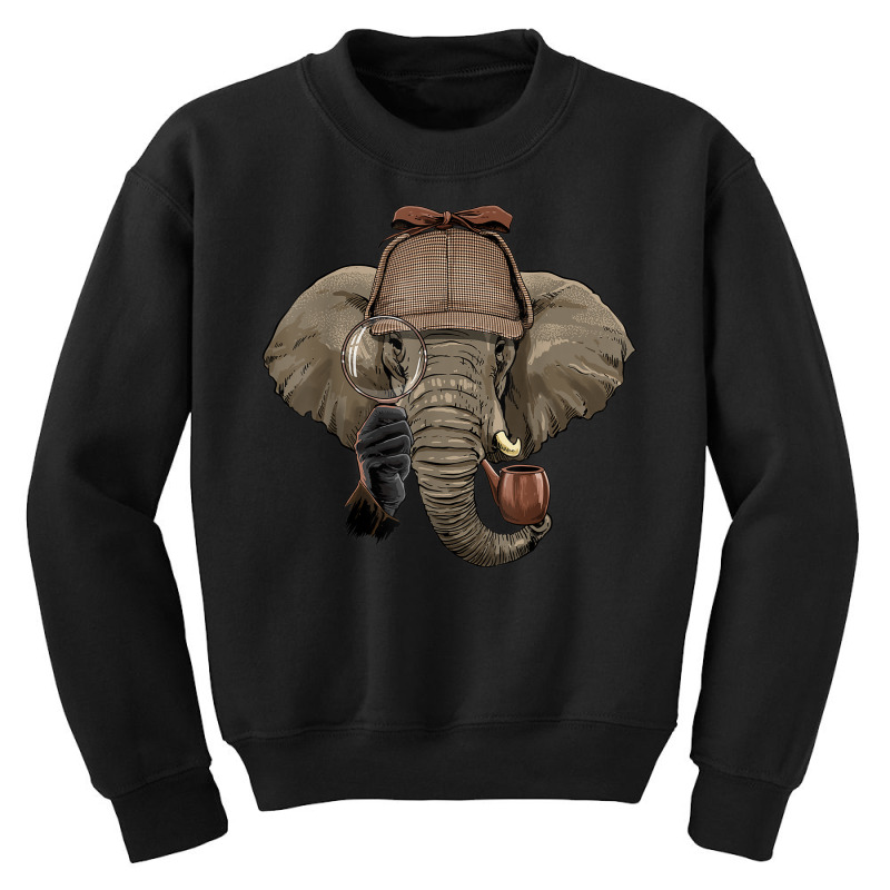 Detective Elephant Spy Inspector Investigator Elephant Lover Youth Sweatshirt by Bewitch | Artistshot