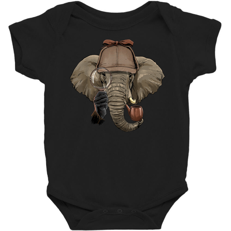 Detective Elephant Spy Inspector Investigator Elephant Lover Baby Bodysuit by Bewitch | Artistshot