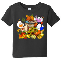 Cute Ghost Book Reading Lover Pumpkins Sunflower Halloween Baby Tee | Artistshot