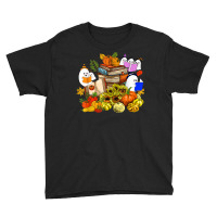 Cute Ghost Book Reading Lover Pumpkins Sunflower Halloween Youth Tee | Artistshot