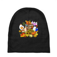 Cute Ghost Book Reading Lover Pumpkins Sunflower Halloween Baby Beanies | Artistshot