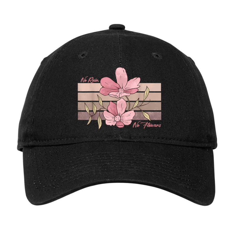 No Rain No Flowers Pink Vintage Retro Adjustable Cap | Artistshot