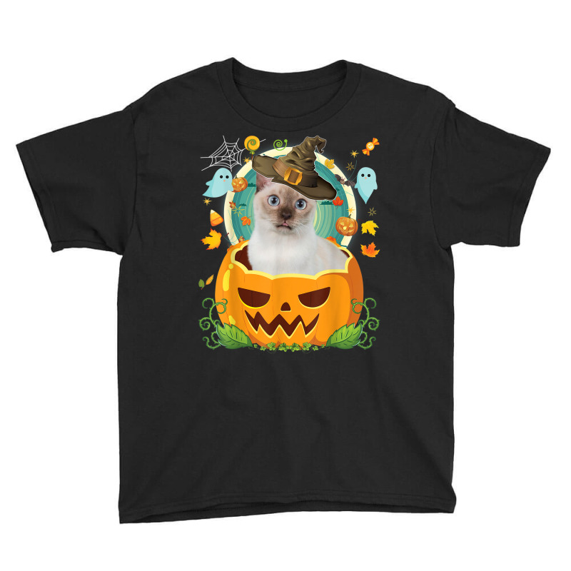 Happy Halloween Pumpkin Tonkinese Cat Witch Cute Hat Lover Youth Tee | Artistshot