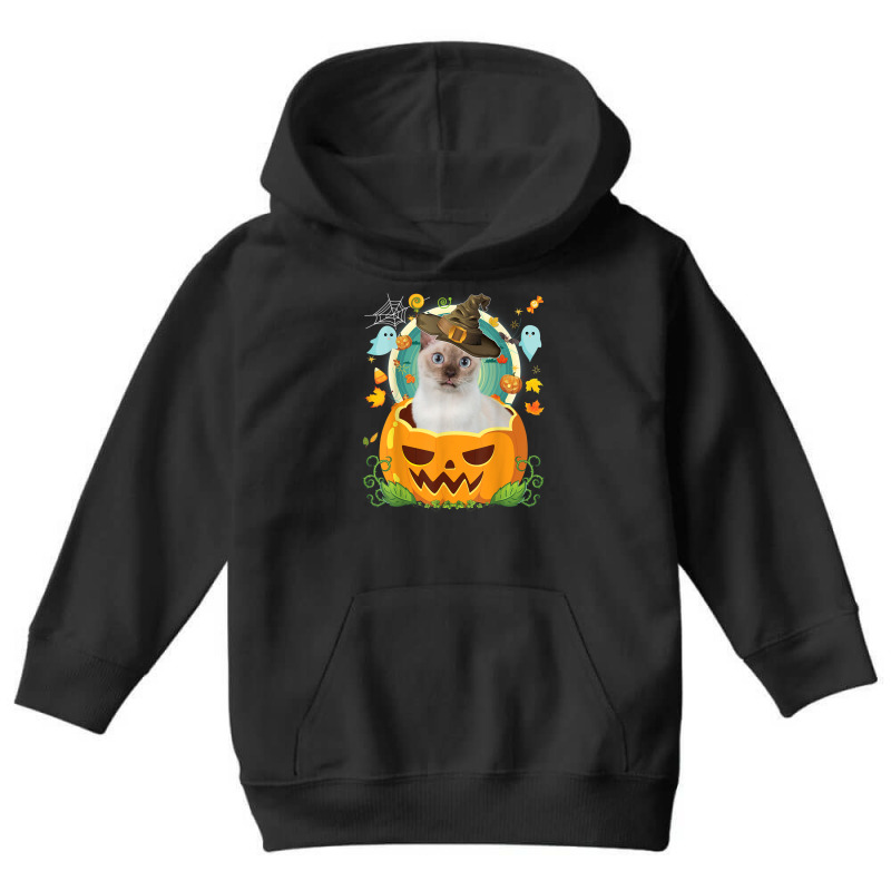 Happy Halloween Pumpkin Tonkinese Cat Witch Cute Hat Lover Youth Hoodie | Artistshot