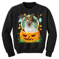 Happy Halloween Pumpkin Tonkinese Cat Witch Cute Hat Lover Youth Sweatshirt | Artistshot