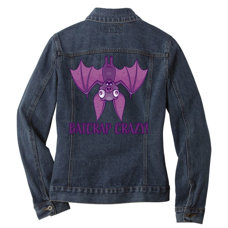 Batcrap Crazy Wacky Cartoon Bat Ladies Denim Jacket by fizzgig | Artistshot