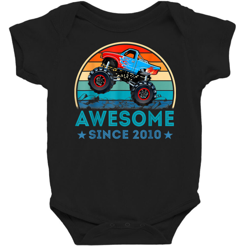 12 Awesome Since 2010 Monster Truck 12th Birthday Boys Baby Bodysuit | Artistshot