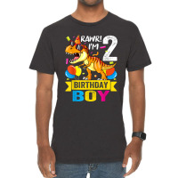 Rawr I'm 2nd Birthday Boy Dinosaur 2 Years Old Party Vintage T-shirt | Artistshot