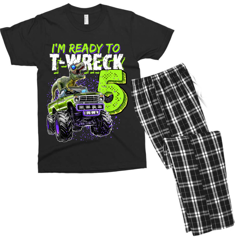 Ready To T-wreck 5 Dinosaur Monster Truck 5th Birthday Boys Men's T-shirt Pajama Set | Artistshot